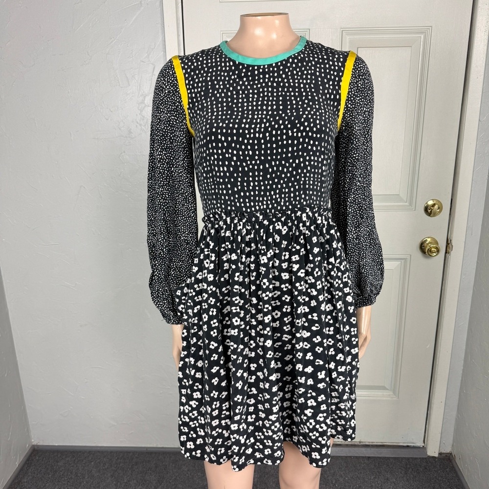 Max Mara Women's Dress 0 Silk Dotted Polka Dot Long Sleeve Designer Party L3-15